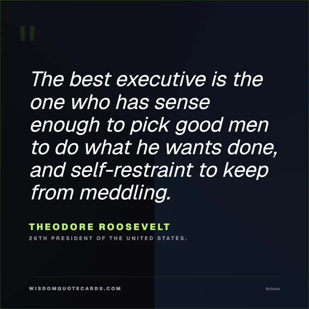 Quote by Theodore Roosevelt about chaos, manager, moms: The best executive is the one who has sense enough...