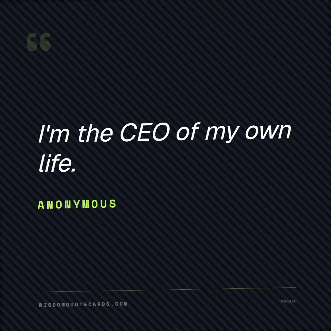 Quote by Anonymous about sassy, main character, selfie: I'm the CEO of my own life....