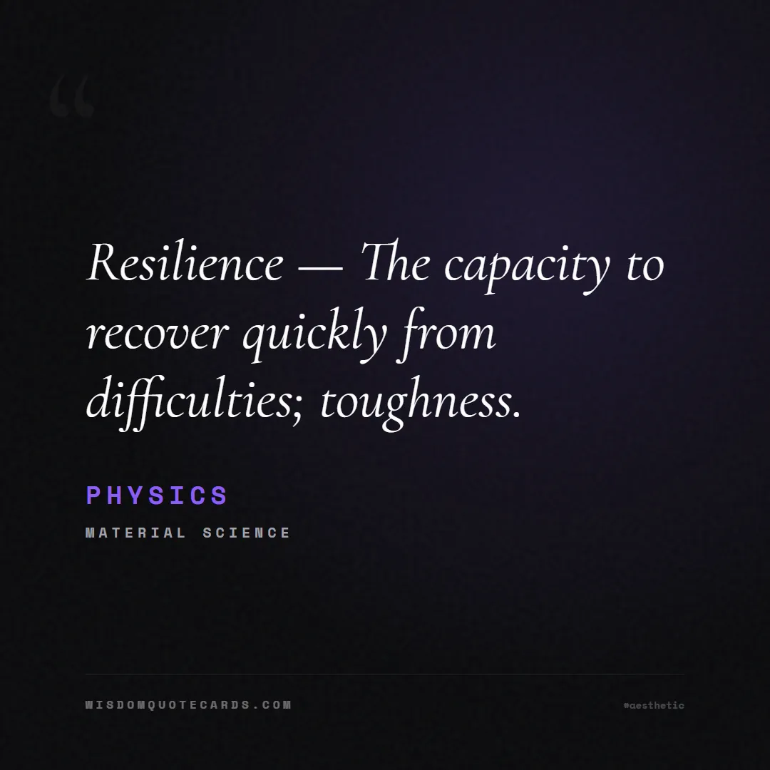 Quote by Physics about aesthetic, short, instagram: Resilience — The capacity to recover quickly from ...