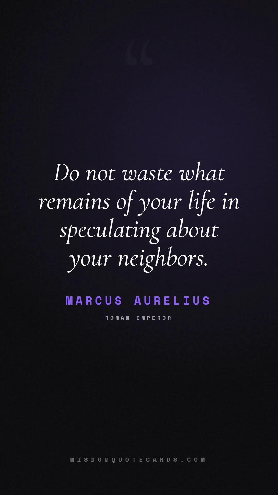 Quote by Marcus Aurelius about social media, anxiety, digital detox: Do not waste what remains of your life in speculat...
